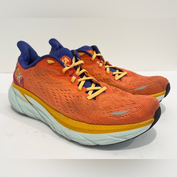 HOKA One One Clifton 8 Running Shoes Sneakers Coral Orange Women’s Size 10.5 B - Picture 3 of 12